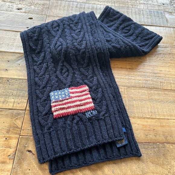 Polo Ralph Lauren Navy Cable Knit Scarf